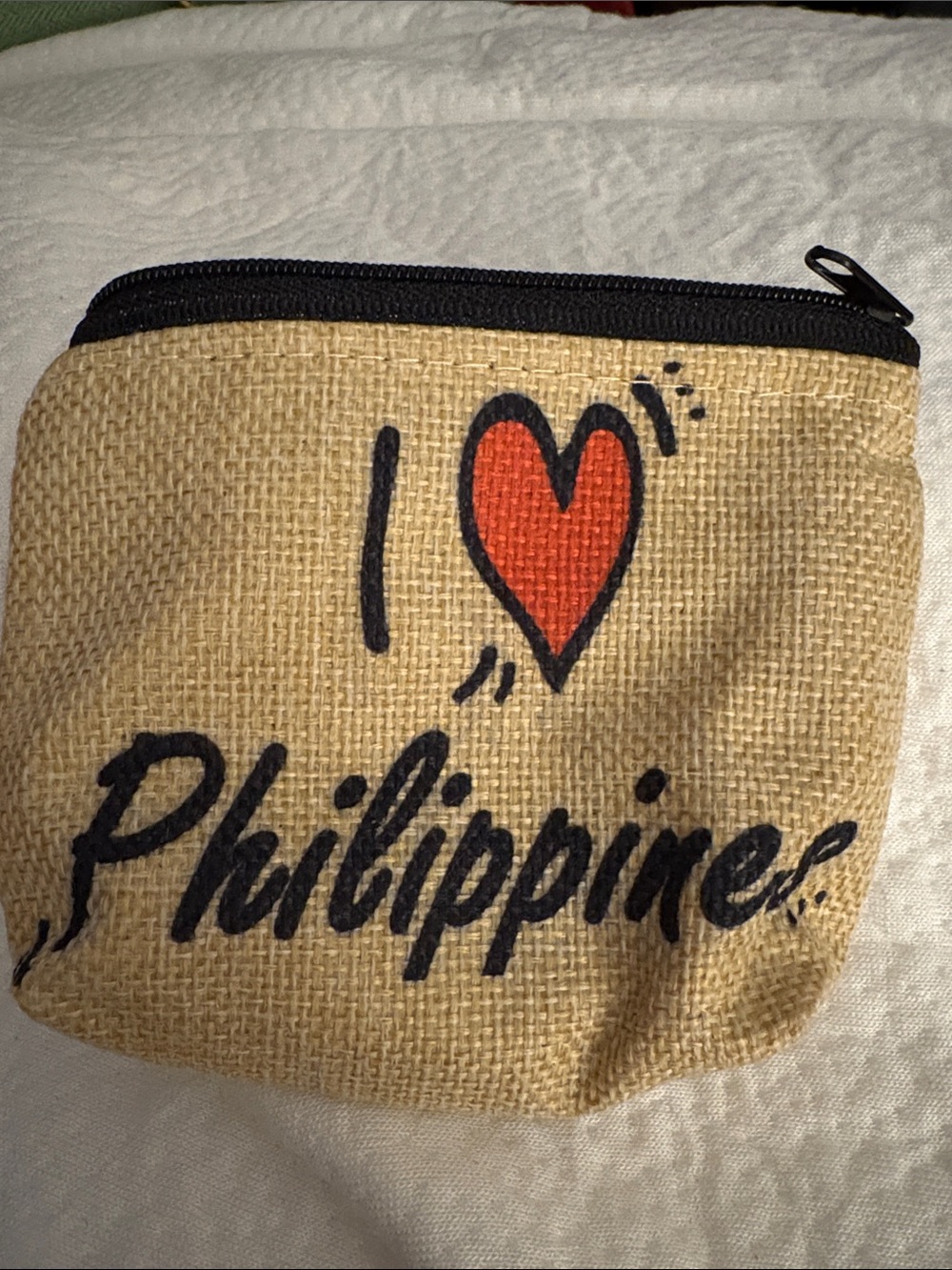 I Heart Philippines Burlap Coin Pouch — Red & Black Design